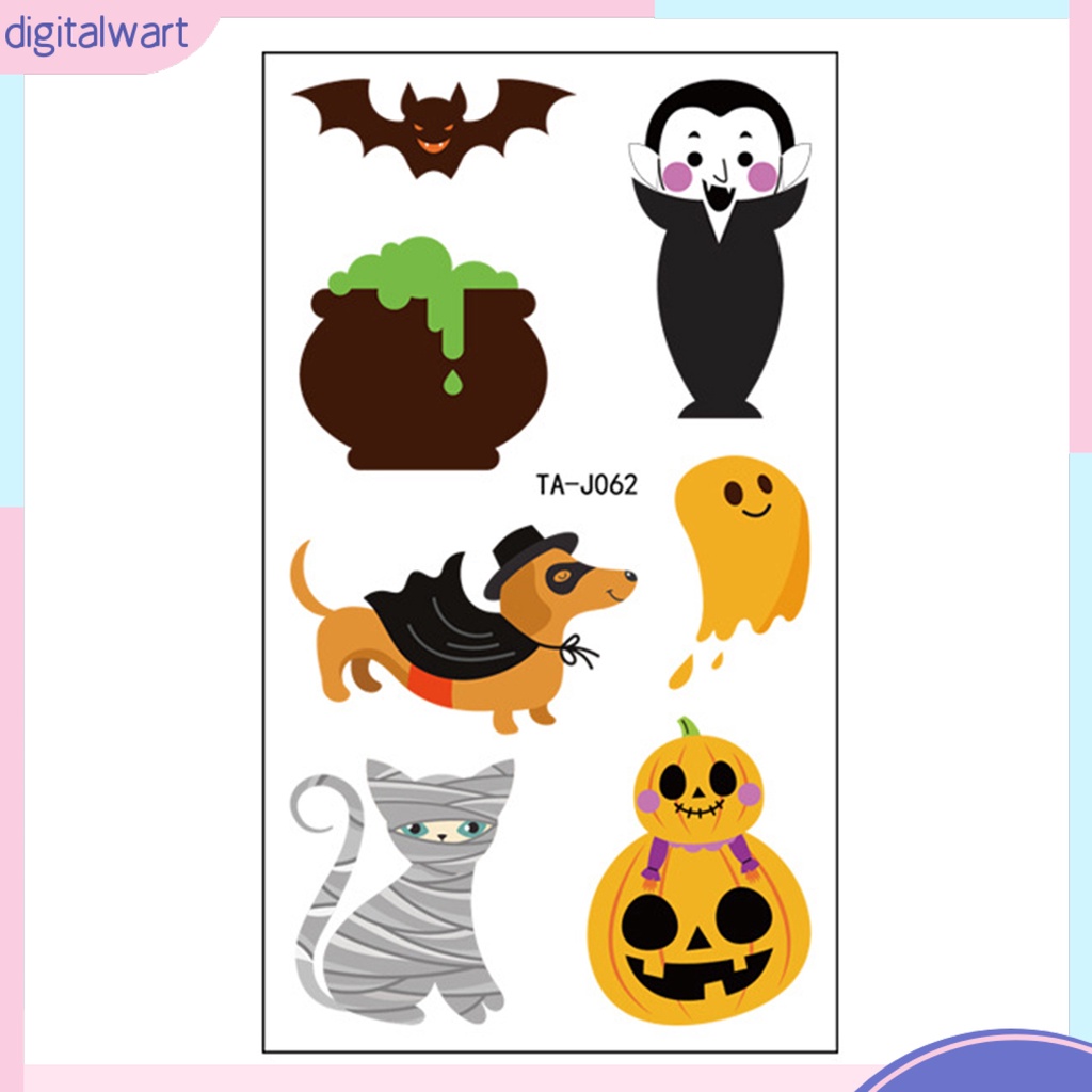 Hình Xăm Dán Chống Nước Chống Mồ Hôi Chống Rơi Hình Bí Ngô Halloween Dành Cho Trẻ Em