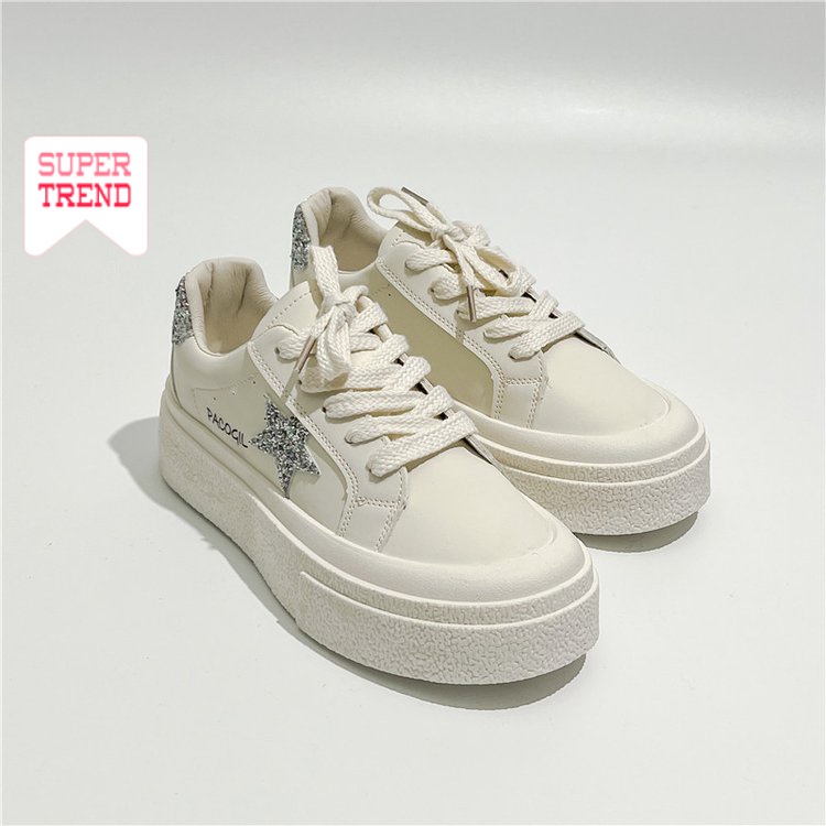 Giày Thể Thao Bằng PU Mũi Tròn 4CM Cột Dây Chéo Trọng Lượng Nhẹ Thoáng Khí Thời Trang Mùa Hè