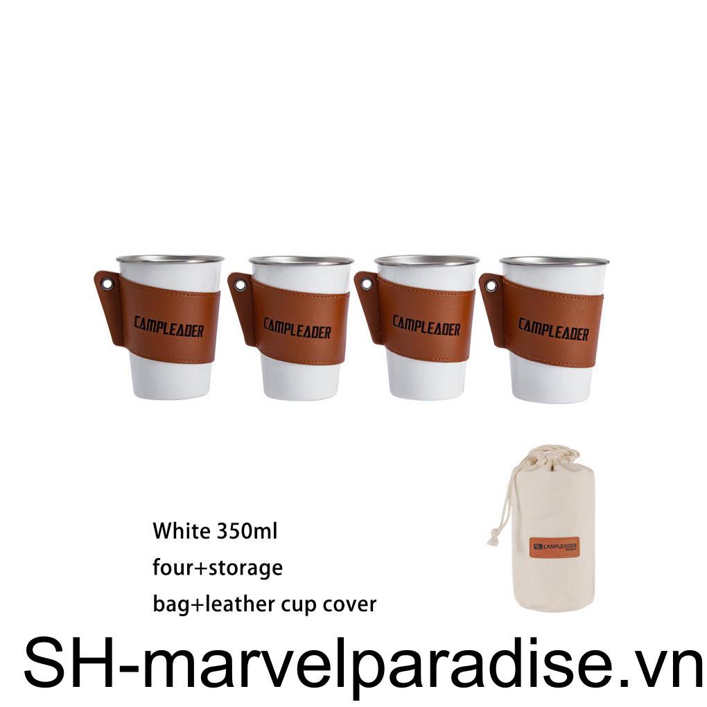 Bộ 4 Cốc Uống Rượu / Bia 350ML Bằng Thép Không Gỉ In Họa Tiết Tiện Dụng Mang Theo Du Lịch / Cắm Trại