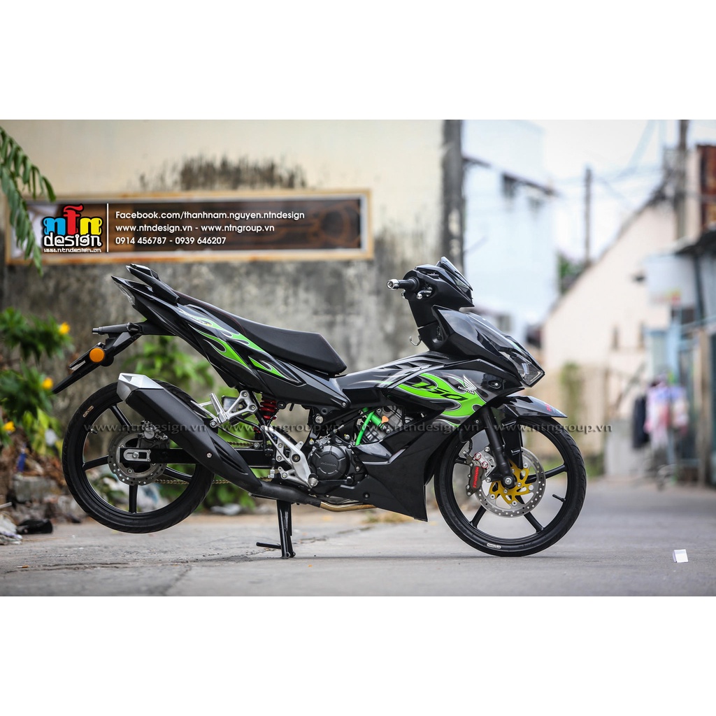 Tem rời Winner X mẫu lửa xanh lá cho xe đen - siêu hot 2023