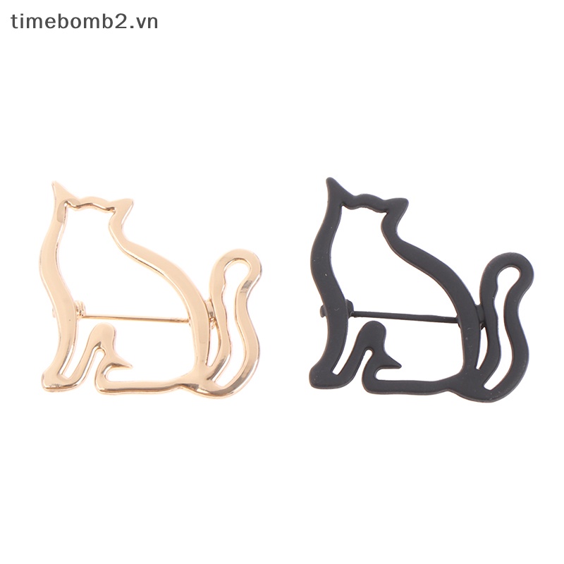 {Timebomb} Ghim Cài Áo Sweater / Khăn Choàng Hình Mèo Nhỏ Khoét Rỗng Dễ Thương Cá Tính Cho Nữ