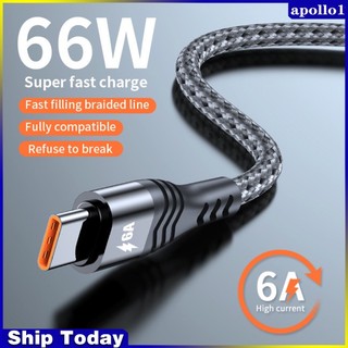 Dây cáp sạc nhanh usb loại c 6a 66w cho huawei xiaomi samsung oppo