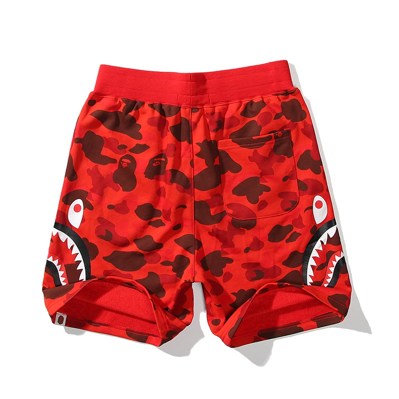 A BATHING APE Quần Short Vải cotton In Hình Đầu Cá Mập Họa Tiết Rằn Ri Hai Mặt Cá Tính