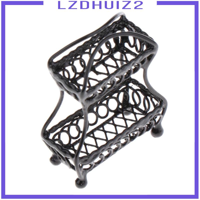 Rổ Đựng Trái Cây 2 Tầng Mini 1 / 12 Màu Đen Trang Trí Nhà Búp Bê