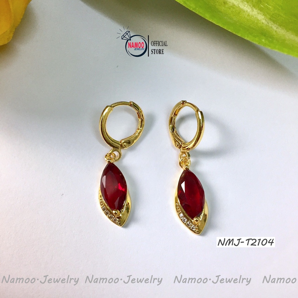 Bông Tai Đá Đỏ NMJ T2104 Cực Xinh Cho Chị em Đi Chơi, Đi Tiệc