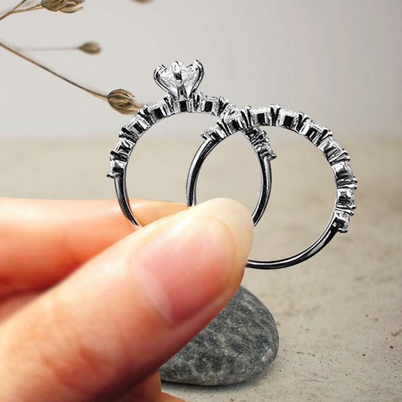 Ygt Set 2 Nhẫn Đính Đá Thời Trang Sang Trọng Cho Nữ