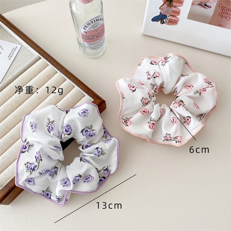 1 Dây Cột Tóc Cao Su Vải In Họa Tiết Hoa Tươi Mới Mùa Hè Cho Nữ