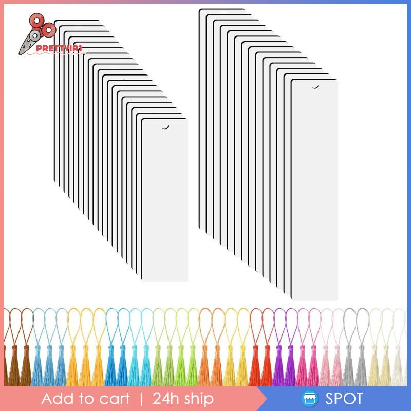 [Prettyia1] Thẻ Đánh Dấu Trang Sách Màu Trắng Kèm Tua Rua DIY