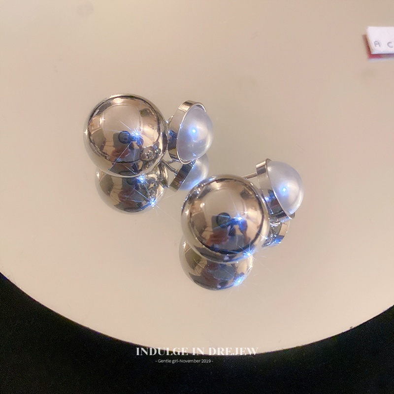 Khuyên Tai Bạc Đính Hạt Ngọc Trai Phong Cách Pháp Chất Lượng Cao Dễ Phối Đồ Cho Nữ