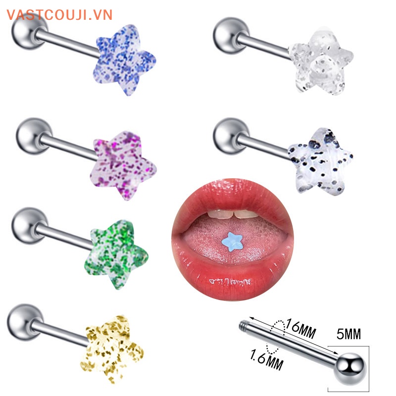 1 Khuyên Xỏ Lưỡi / Tai / Cơ Thể Bằng Kim Loại Thời Trang