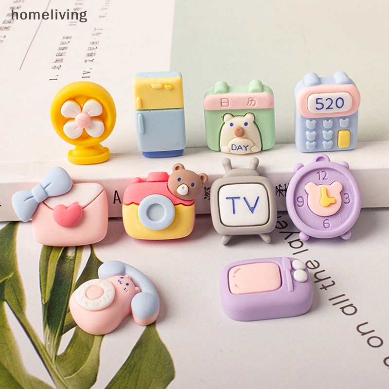 Set 10 Phụ Kiện Trang Trí Tủ Lạnh / Máy Ảnh DIY Hình TV Hoạt Hình Mini Bằng Resin Dễ Thương