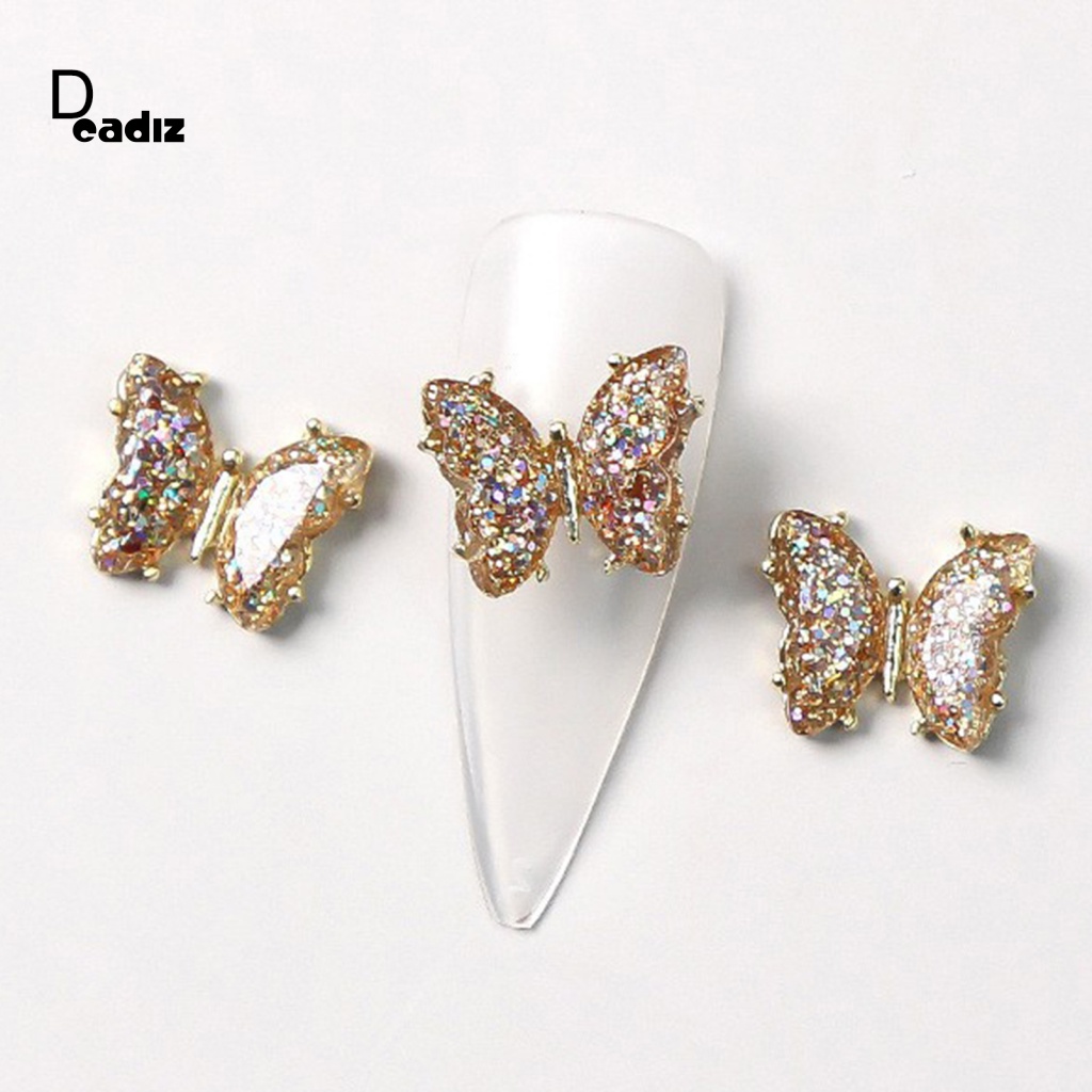 Set 10 Phụ Kiện Trang Trí Móng Nghệ Thuật Hình Bướm 3D Bằng Kim Loại Dễ Sử Dụng