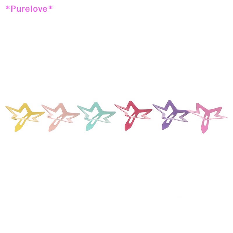 Set 6 Kẹp Tóc Hình Ngôi Sao Bằng Kim Loại Dễ Thương Xinh Xắn Cho Bé Gái Áo Thun Thiết Kế Mới Năng Động Thời Trang