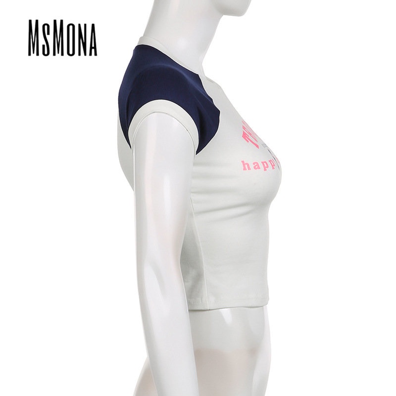 Áo Thun Tay Ngắn Cổ Tròn Màu Trơn In Chữ Thời Trang 2023 Quyến Rũ Cho Nữ