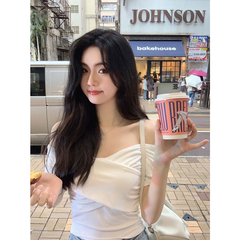 Áo Croptop Trễ Vai Tay Ngắn Thời Trang Mùa Hè Mới 2023 Cho Nữ