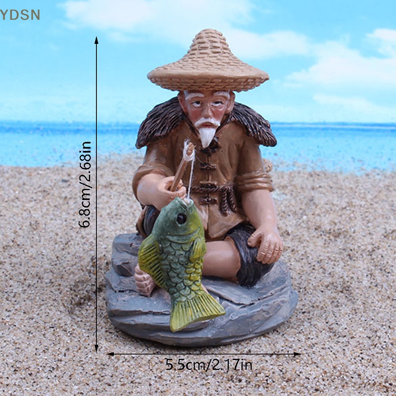 [YDSN] Tượng Ông Già Câu Cá Bằng Nhựa Resin Trang Trí Tiểu Cảnh Sân Vườn