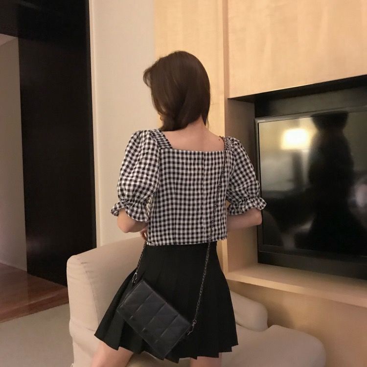 Áo Kiểu Tay Phồng Ngắn Dáng Ôm Thời Trang Hàn Quốc Xinh Xắn Cho Nữ