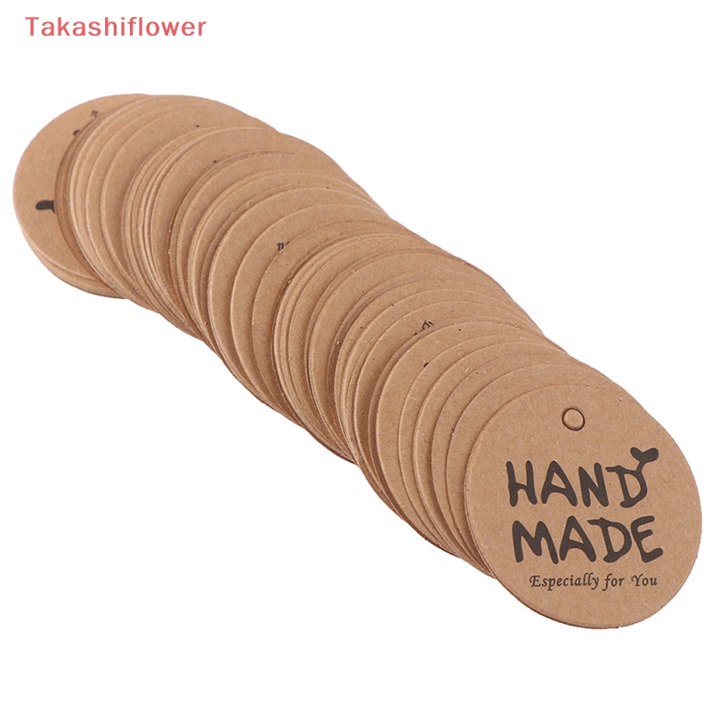 Set 100 Nhãn Giấy Kraft In Chữ Handmade Dùng Để Trang Trí Gói Quà