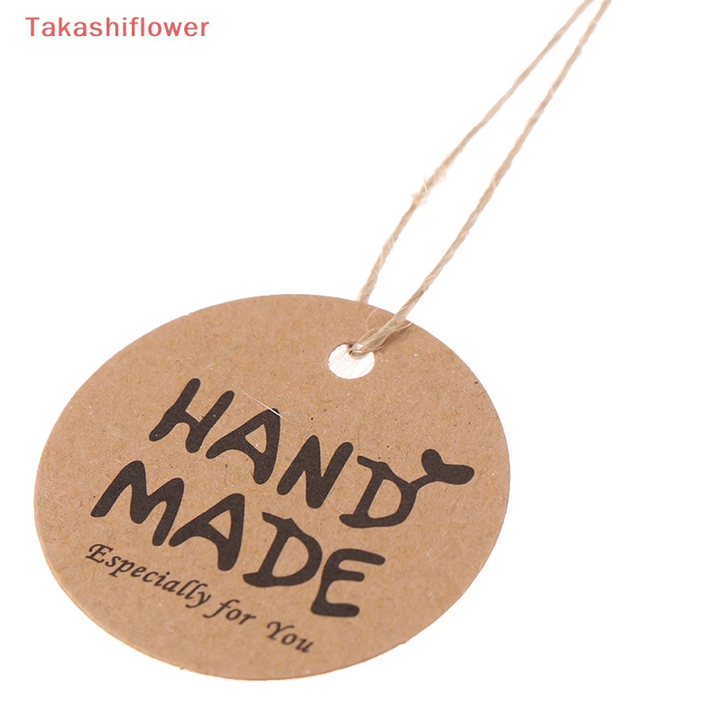 Set 100 Nhãn Giấy Kraft In Chữ Handmade Dùng Để Trang Trí Gói Quà