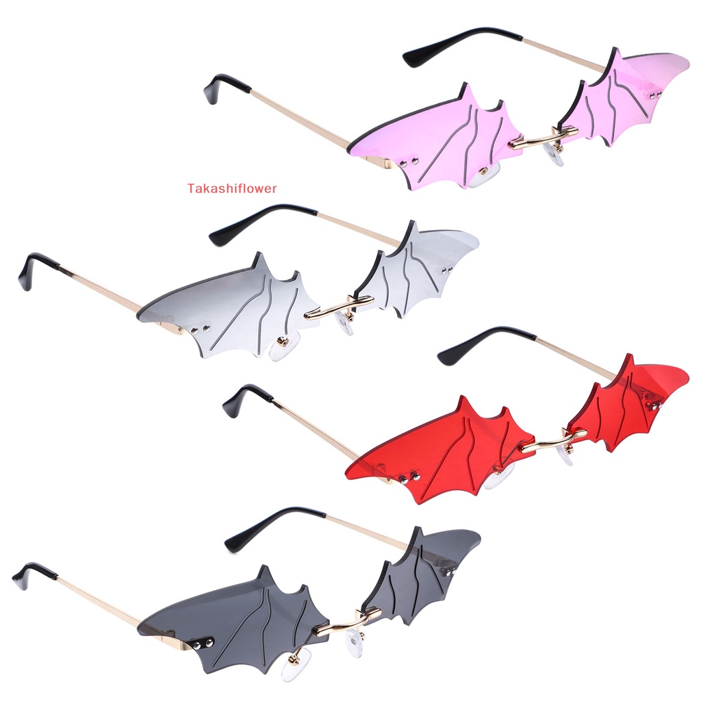 Set 4 Cặp Kính Mát Hình Dơi Không Viền Dễ Thương Cho Halloween