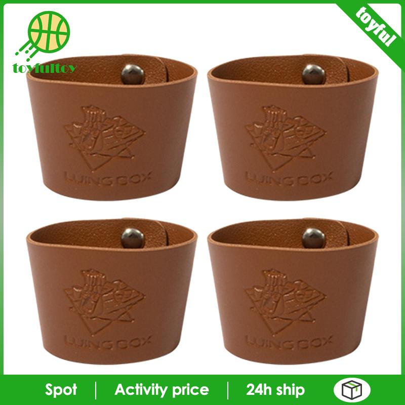 Set 4 Vỏ Bọc Cốc Bằng Da PU Gọn Nhẹ Cách Nhiệt Cho Cắm Trại