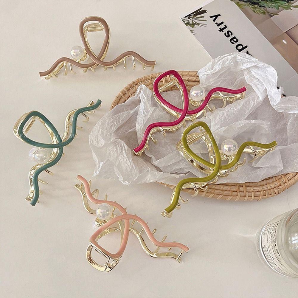 26EDIE Kẹp Tóc Kim Loại Hình Cá Mập Phong Cách Hàn Quốc