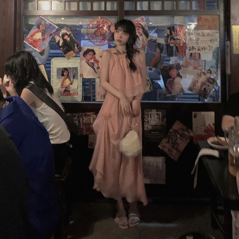 Bộ Áo Hai Dây + Chân Váy Dài Lưng Cao Phong Cách Hàn Quốc Thời Trang Mùa Hè Hàng Mới