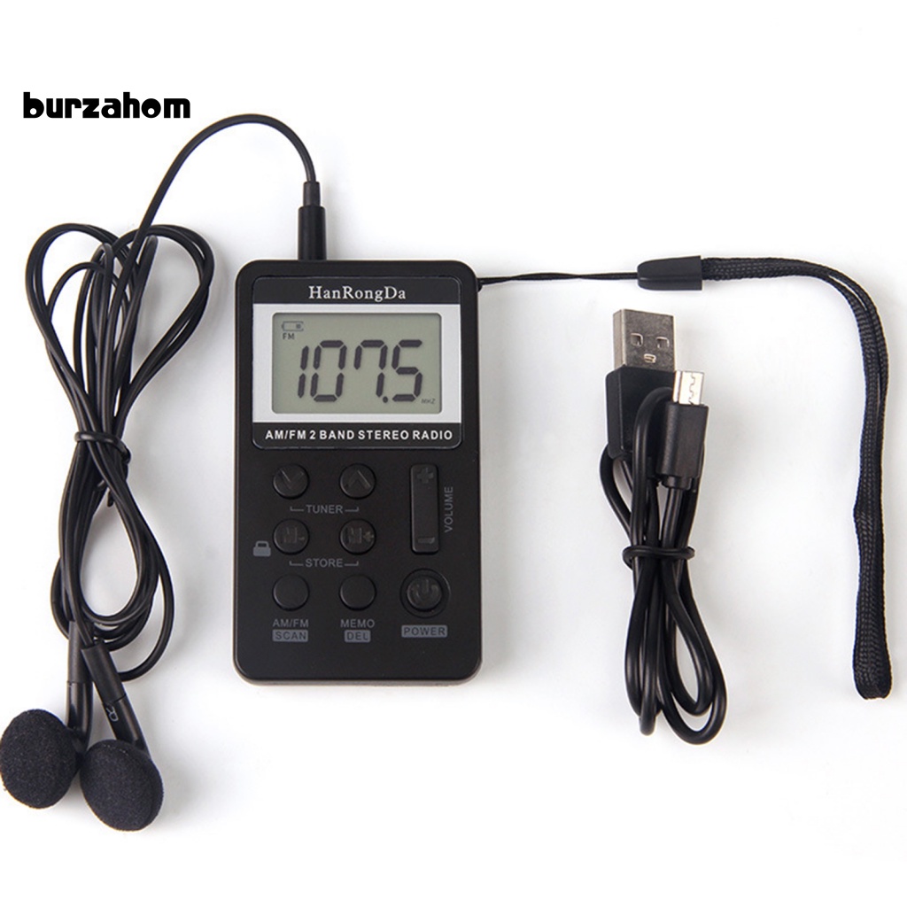 Radio Kỹ Thuật Số Băng Tần Kép Bur HRD-103 Màn Hình LCD 1.5 Inch Mini Di Động Có Thể Sạc Lại Cho Mọi Lứa Tuổi