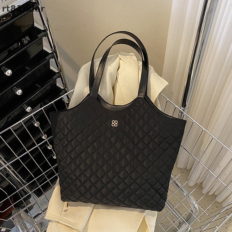 Rt Túi Xách Tote Đeo Vai Sức Chứa Lớn Họa Tiết Lưới Hình Thoi Cổ Điển Có Khóa Cài Thời Trang Mùa Thu Chất Lượng Cao Cho Nữ n