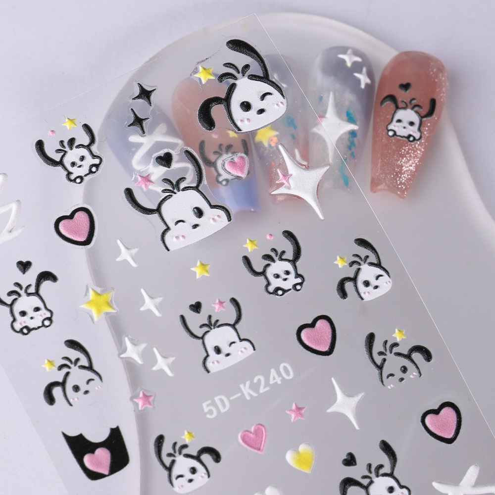 Miếng Dán Trang Trí Móng Tay Họa Tiết Hoạt Hình 5D Độc Đáo