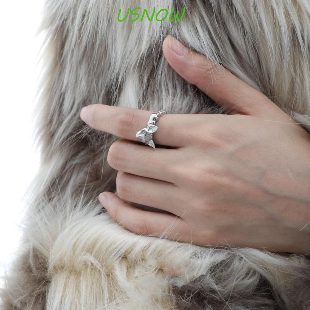 Nhẫn Hở Unisex Thiết Kế Hình Mèo Không Lông Có Thể Điều Chỉnh Phong Cách Hàn Quốc Mới