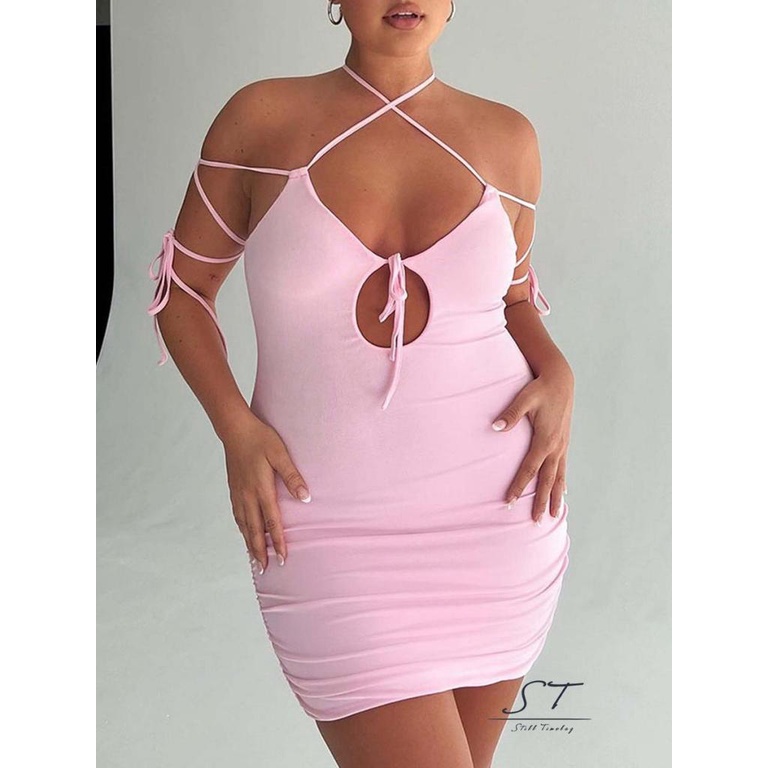 Đầm Mini Dáng Ôm Không Tay Hở Lưng Thiết Kế Khoét Rỗng Thời Trang CY03 Cho Nữ