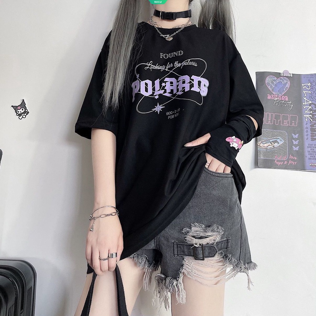 Áo Thun Tay Ngắn Dáng Rộng In Chữ Đơn Giản Thời Trang Mùa Hè Phong Cách Hàn Quốc Cho Nữ