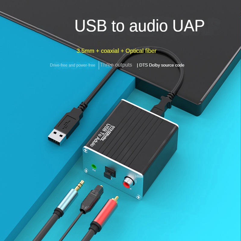 Bộ chuyển đổi USB sang âm thanh Card âm thanh PC cho PS5 sang 3.5mm Loa AUX Bộ chuyển đổi sợi quang Đồng trục DTS Dolby 5.1 Mã nguồn