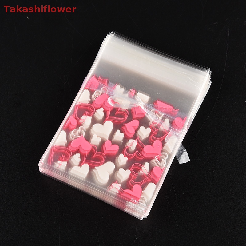 Set 100 Trái Tim Ngọt Ngào Xinh Xắn Túi Đựng Bánh Kẹo Tự Dính Thiết Kế Độc Đáo Tiện Dụng
