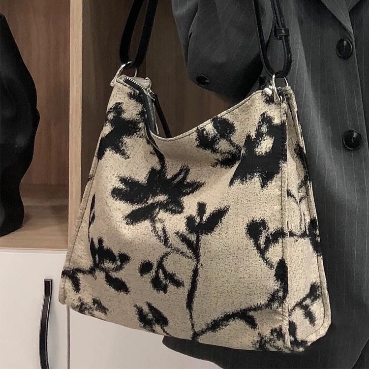 Túi Xách Đeo Vai Vải Jacquard Cỡ Lớn Thời Trang Nữ Sành Điệu