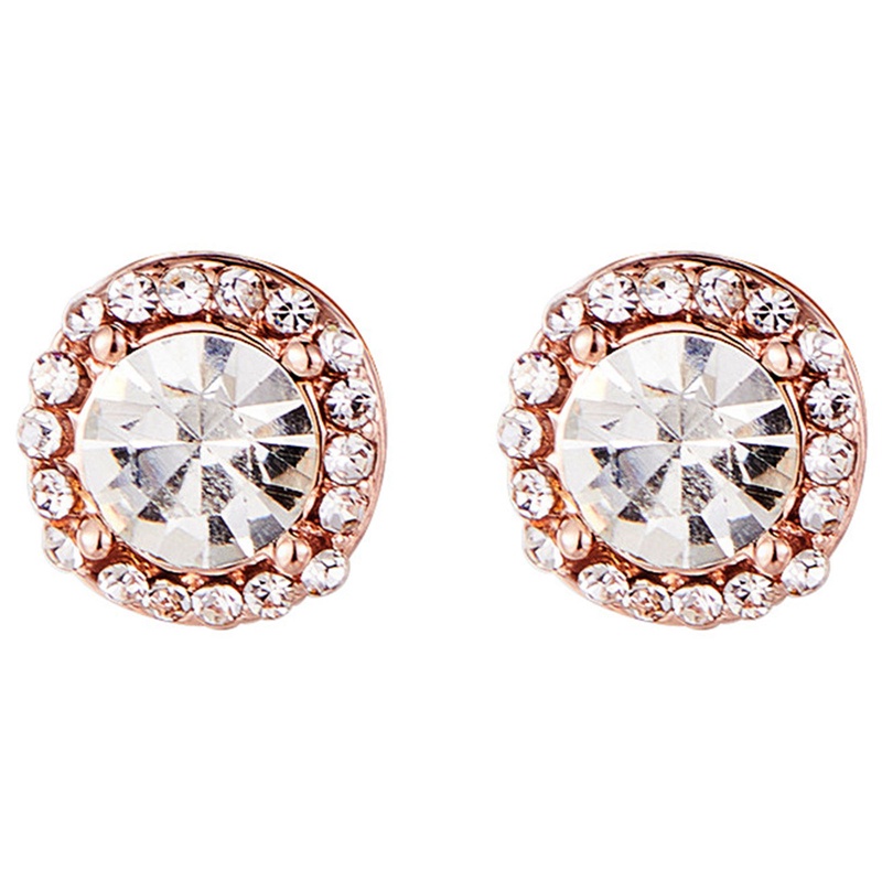 Set 2 Đôi Khuyên Tai Tròn Bằng Thép Không Gỉ Đính Đá Thời Trang Cho Nữ