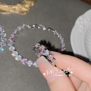 Bộ vòng tay mạ vàng 18k đính đá zircon toàn diện hình trái tim