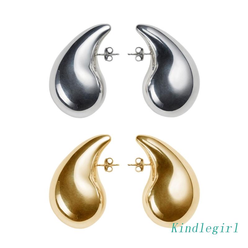 1 Cặp Bông Tai Hình Giọt Nước Lớn Đơn Giản Thời Trang