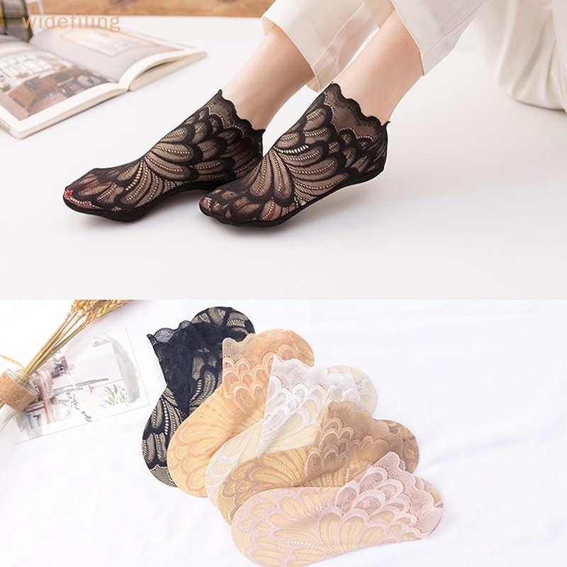 1 Đôi Tất Lưới Ren Hoa Chống Trượt Thoáng Khí Cho Nữ