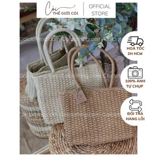 Túi cói chữ nhật xt đan trơn