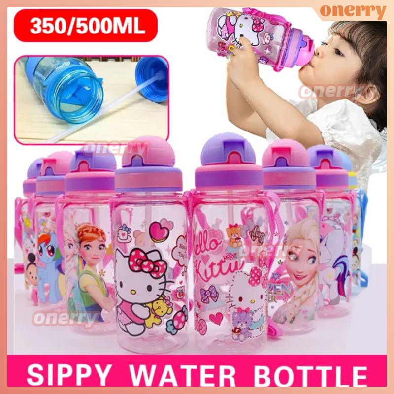 350ml/500ml trẻ em ăn uống chai nước chai trẻ em với rơm dây đeo dài Hello Kitty/Avenger/Doraemon onerryvn