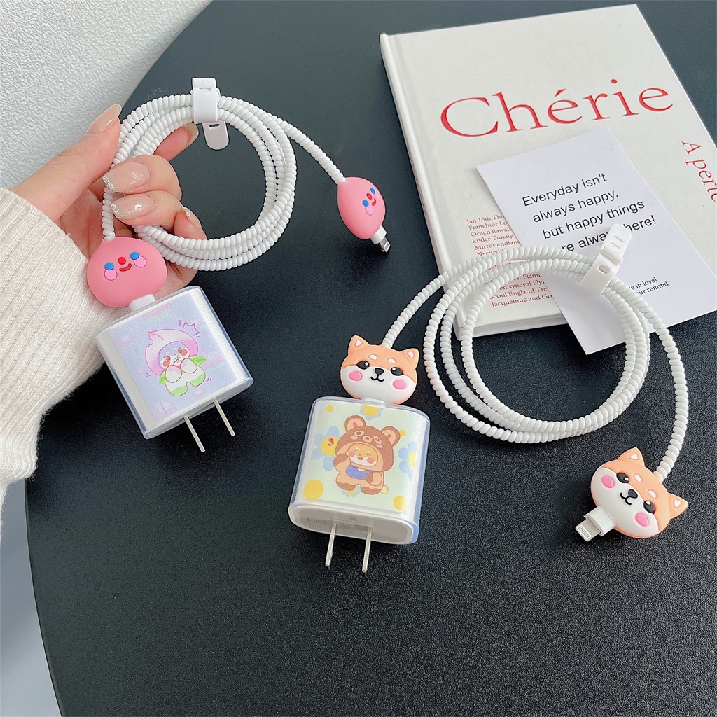 1 Bộ Sạc Mengmenglong Bằng Silicon tpu Mềm Chống Sốc Hình Hoạt Hình Dễ Thương Cho iphone / ipad 18W / 20W