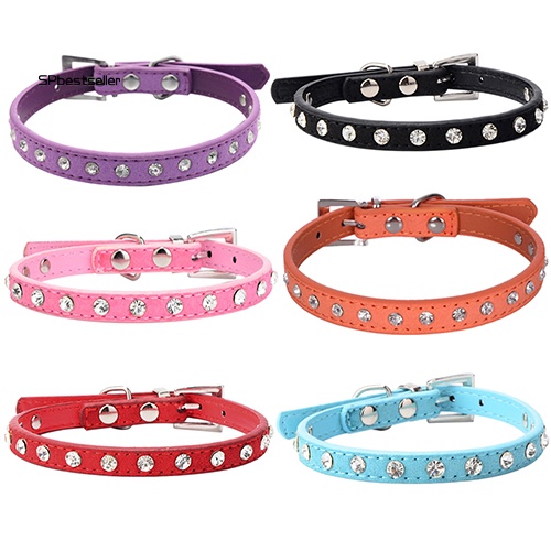 Vòng Cổ Da Lộn Đính Đá Nhân Tạo Màu Trong Suốt Dễ Điều Chỉnh Thời Trang Cho Thú Cưng