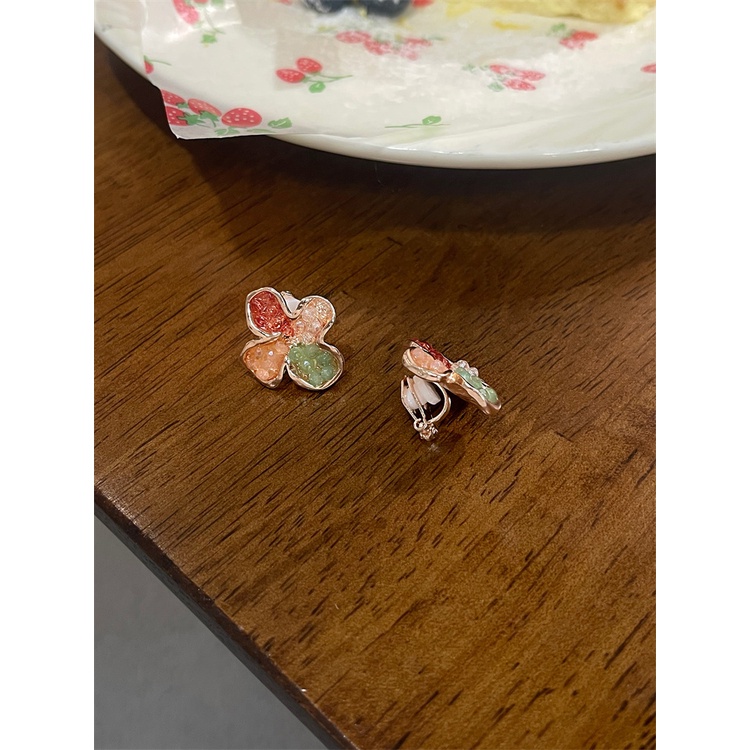 Bông Tai Mạ Bạc 925 Hình Hoa Nhiều Màu Sắc Ngọt Ngào Thời Trang Mùa Hè Cho Nữ