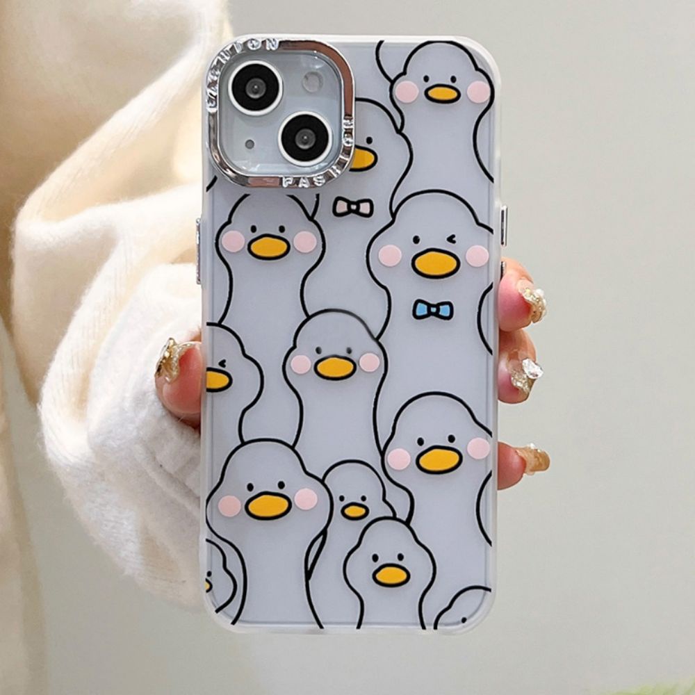 Ốp Điện Thoại TPU Mềm Chống Dấu Vân Tay Chống Rơi In Hình Vịt Vàng Cho IPhone 11 14 13 12 Pro Max XR X 7 8 Plus