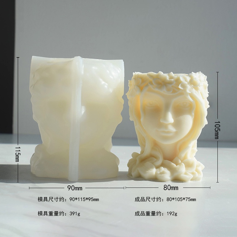 Khuôn Silicone Làm Chậu Cây Sen Đá Hình Đầu Cô Gái Bắc Âu