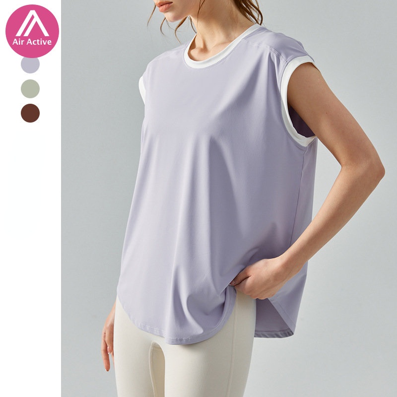 Áo Tank Top Thể Thao Tay Ngắn Màu Sắc Tương Phản Thời Trang