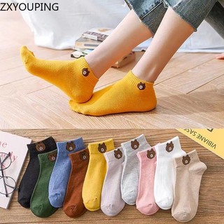 Vớ cotton mềm cổ thấp màu trơn dễ phối đồ thời trang cho nữ