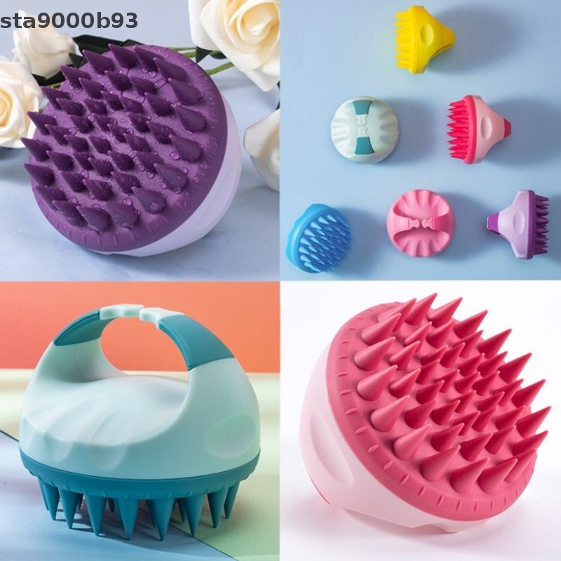 Xách tay Silicone dầu gội đầu bàn chải cầm tay Vòng mềm da đầu massage tóc bàn chải mới